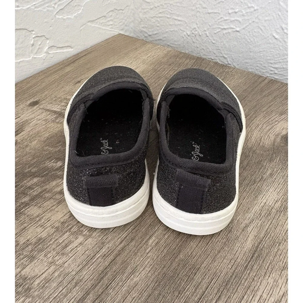 Cat & Jack Toddler Girl Black Glittery Shoes Size 6